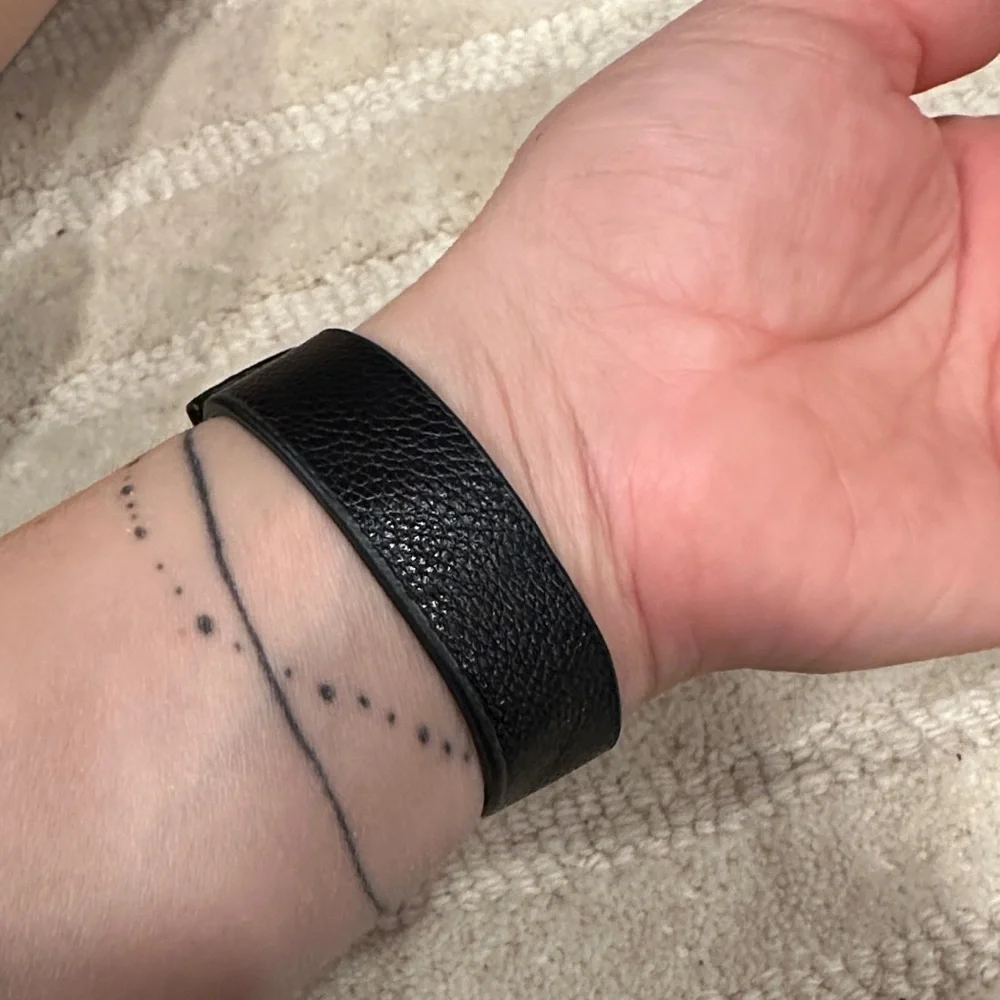 Black Faux Leather Bracelet with Gold Clasp